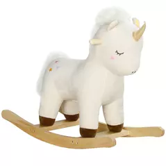 AIYAPLAY Rocking Horse with Unicorn Design, Sounds, for Ages 2-4 Years, White - 1