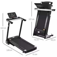 HOMCOM Motorised Folding Treadmill with 500W & LED Screen for Home, Black - 3
