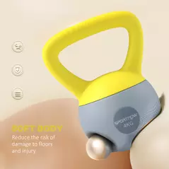 SPORTNOW 4KG Soft Kettlebell, Kettle Bell with Non-Slip Handle for Home Gym, Weight Lifting, Strength Training, Yellow/Grey - 4