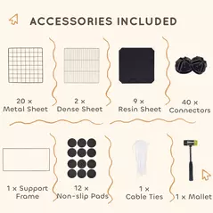 PawHut DIY Small Animal Cage with Elevated Huts, C&C Cage for Guinea Pigs, Hedgehogs, Rabbits, 31 Panels, Black - 5