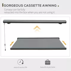 Outsunny Cassette Electric Manual Awning Door Window Retractable Canopy w/ R/C & LED 300W x 0-250D cm - 6