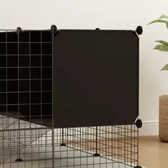 PawHut DIY Small Animal Cage with Elevated Huts, C&C Cage for Guinea Pigs, Hedgehogs, Rabbits, 31 Panels, Black - 9