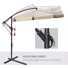 Outsunny 2.7m Cantilever Parasol Banana Sun Umbrella with Crank Handle and Cross Base for Outdoor Hanging Sun Shade Light Brown - 5