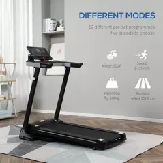 HOMCOM Motorised Folding Treadmill with 500W & LED Screen for Home, Black - 4