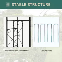 Outsunny Decorative Garden Arch, with Gate - Black - 4