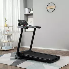HOMCOM Motorised Folding Treadmill with 500W & LED Screen for Home, Black - 2