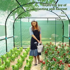 Outsunny 300 x 300cm Walk-In Polytunnel Greenhouse - Green - 8