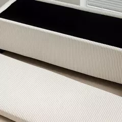 HOMCOM Storage Ottoman Bench, Corduroy Footstool with Removable Lid and Legs, 112cm Storage Chest Box for Living Room, Bedroom, Hallway, Beige - 8