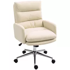 HOMCOM 91-99cm Sherpa Fleece Office Chair - Cream White - 1