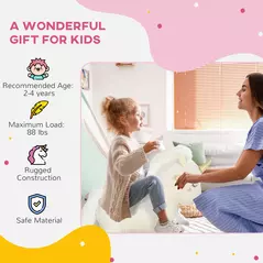 AIYAPLAY Rocking Horse with Unicorn Design, Sounds, for Ages 2-4 Years, White - 8