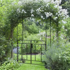 Outsunny Decorative Garden Arch, with Gate - Black - 2