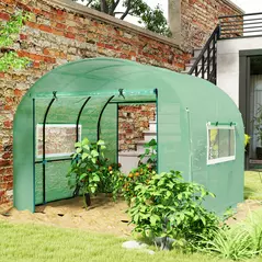 Outsunny 300 x 300cm Walk-In Polytunnel Greenhouse - Green - 2