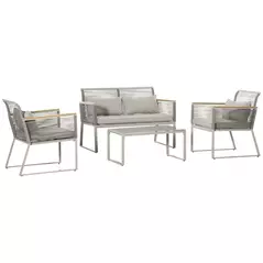 Outsunny 4 Pieces Rattan Garden Furniture Set - Grey - 1