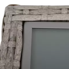 Outsunny 4 Pieces Rattan Garden Furniture Set, 4 Seater Garden Sofa Set with Storage Box, Loveseats and Glass Top Table, Wicker Outdoor Conservatory Furniture with Cushions for Outdoor, Patio, Grey - 7