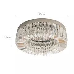 HOMCOM Crystal Ceiling Light Modern Chandeliers Stainless Steel Pendant Lights with Crystal Decorations for Living Room Bedroom Dining Room Hall Silver - 3