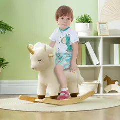 AIYAPLAY Rocking Horse with Unicorn Design, Sounds, for Ages 2-4 Years, White - 2
