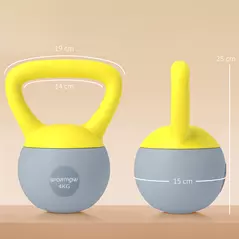 SPORTNOW 4KG Soft Kettlebell, Kettle Bell with Non-Slip Handle for Home Gym, Weight Lifting, Strength Training, Yellow/Grey - 3