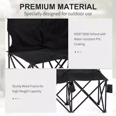 Outsunny 6 Seater Folding Camping Chair with Cup Holder & Carry Bag - Black - 7