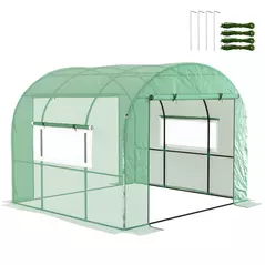 Outsunny 300 x 300cm Walk-In Polytunnel Greenhouse - Green - 1