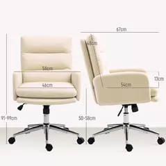 HOMCOM 91-99cm Sherpa Fleece Office Chair - Cream White - 3