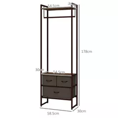 HOMCOM Compact Clothes Rail, with Drawers and Shelf - 3