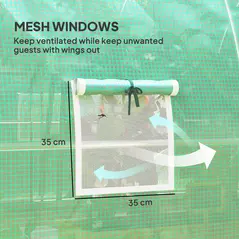 Outsunny 4 x 3 m Polytunnel Greenhouse with Windows and Doors and Galvanised Steel Frame - Green - 7