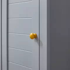 kleankin Bathroom Floor Storage Cabinet with 3 Tier Shelf and Cupboard with Door, Free Standing Linen Tower, Tall Slim Side Organizer Shelves, Grey - 8