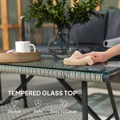 Outsunny Four-Piece Round Rattan Rope Sofa Set - Grey - 7