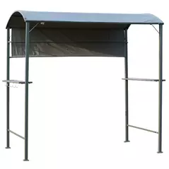 Outsunny 2.2 x 1.4m BBQ Shelter, Outdoor Grill Gazebo Canopy with Shelves, Hanging Hooks, and Metal Frame, for Garden Patio Backyard - 1
