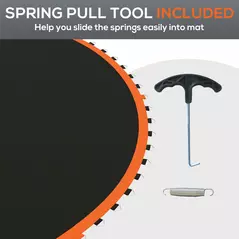 SPORTNOW Replacement Trampoline Mat with Spring Pull Tool, 72 V-Hooks, for 12ft Trampoline using 14cm Springs, Orange - 6