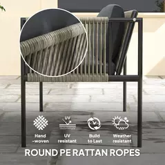 Outsunny Four-Piece Round Rattan Rope Sofa Set - Grey - 5
