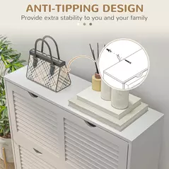 HOMCOM 2 Drawers Entryway Shoe Cabinet, Narrow Shoe Storage Cabinet with 2 Flip Drawers, Louvred Door Design and Adjustable Shelves for 16 Pairs of Shoes, White - 7