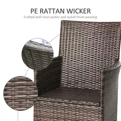 Outsunny 4 PC Rattan Chair Set, Patio Sofa Chairs Set, Cushioned Outdoor Rattan Furniture - 7