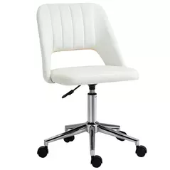 Vinsetto Armless Velvet-Feel Office Chair - Cream White - 1
