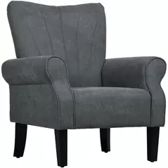 HOMCOM Upholstered Accent Chair with Rolled Arms and Wood Legs, Armchair for Living Room Bedroom, Grey - 1