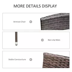 Outsunny 4 PC Rattan Chair Set, Patio Sofa Chairs Set, Cushioned Outdoor Rattan Furniture - 5