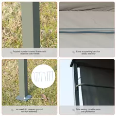 Outsunny 2.2 x 1.4m BBQ Shelter, Outdoor Grill Gazebo Canopy with Shelves, Hanging Hooks, and Metal Frame, for Garden Patio Backyard - 5