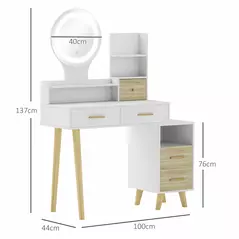 HOMCOM Elegant Dressing Table, with Storage - White - 3