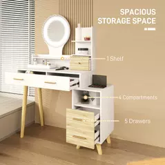 HOMCOM Elegant Dressing Table, with Storage - White - 5