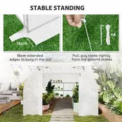 Outsunny 4 x 3(m) Walk-In Tunnel Greenhouse, with Accessories - White - 7
