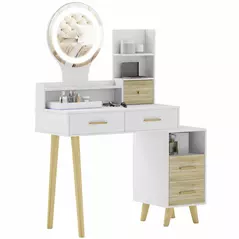 HOMCOM Elegant Dressing Table, with Storage - White - 1