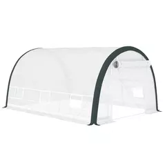 Outsunny 4 x 3(m) Walk-In Tunnel Greenhouse, with Accessories - White - 1