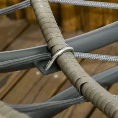 Outsunny Folding Rattan Egg Chair, Freestanding Basket Chair with Cushion, Bottle Holder Bag for Outdoor or Indoor, Grey - 9