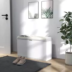 HOMCOM Elegant Eight Shoe Bench, with Top Seat - White - 2