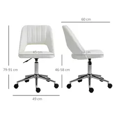 Vinsetto Armless Velvet-Feel Office Chair - Cream White - 3