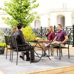 Outsunny Set of Four Minimal Metal Garden Chairs - Black - 8