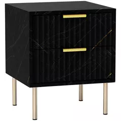 HOMCOM Elegant Two-Drawer Bedside Table - Black - 1