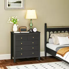 HOMCOM Elegant Chest of Five Drawers - Black - 2