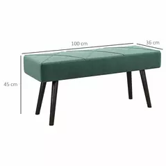 HOMCOM End of Bed Bench with X-Shape Design and Steel Legs, Upholstered Hallway Bench for Bedroom, Green - 3