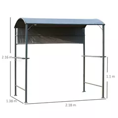 Outsunny 2.2 x 1.4m BBQ Shelter, Outdoor Grill Gazebo Canopy with Shelves, Hanging Hooks, and Metal Frame, for Garden Patio Backyard - 3